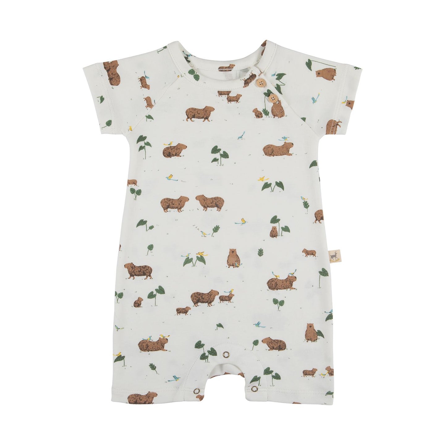 Red Caribou Organic Short Sleeve Jumpsuit - Pally Capybara