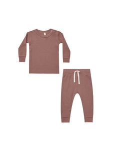 Quincy Mae - Waffle Top + Pant Set - Fig