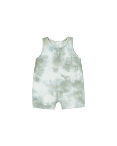 Rylee + Cru - Sleeveless Romper - Aqua Tie Dye