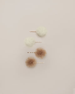 Noralee - Pom Pom Hairpins - Apricot / Champagne