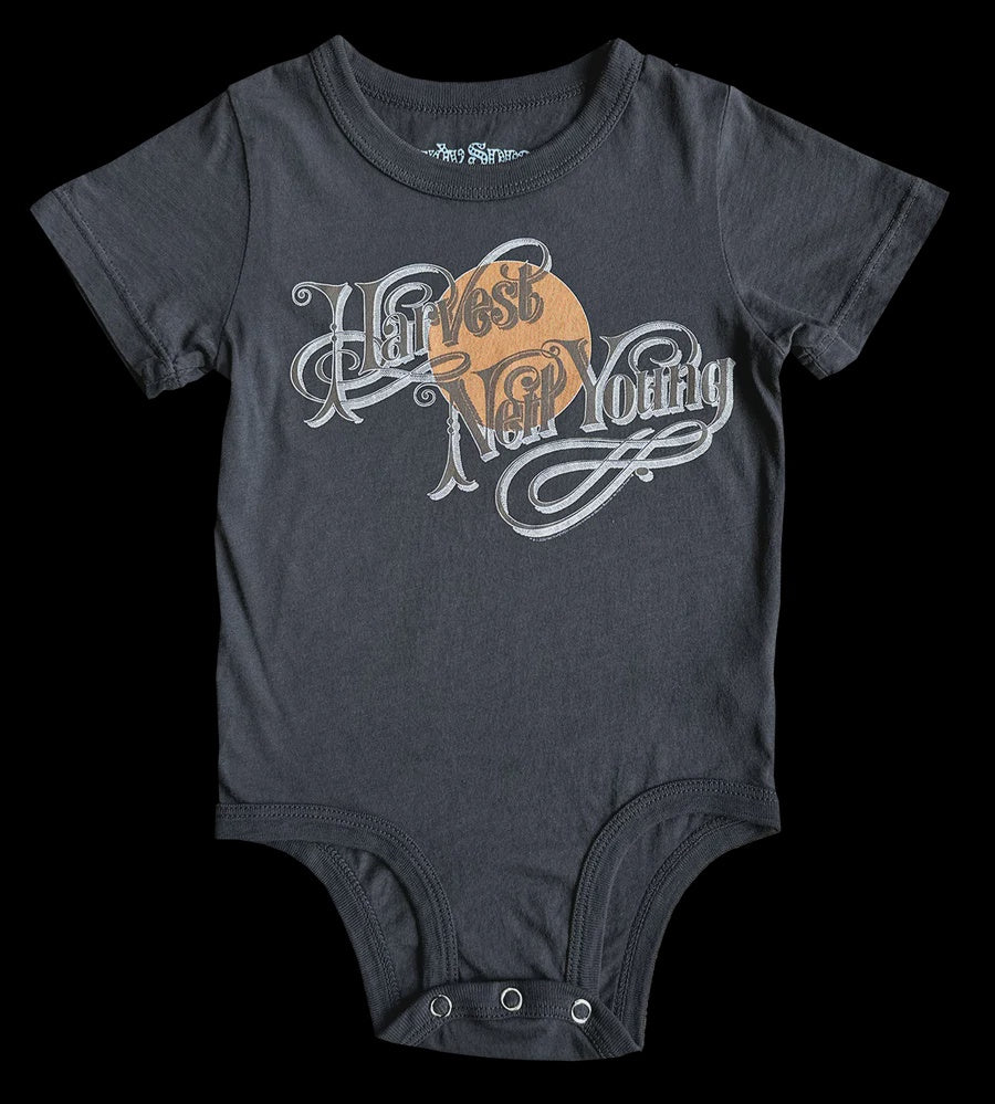 Rowdy Sprout - Neil Young Organic Short Sleeve Onesie - Vintage Black