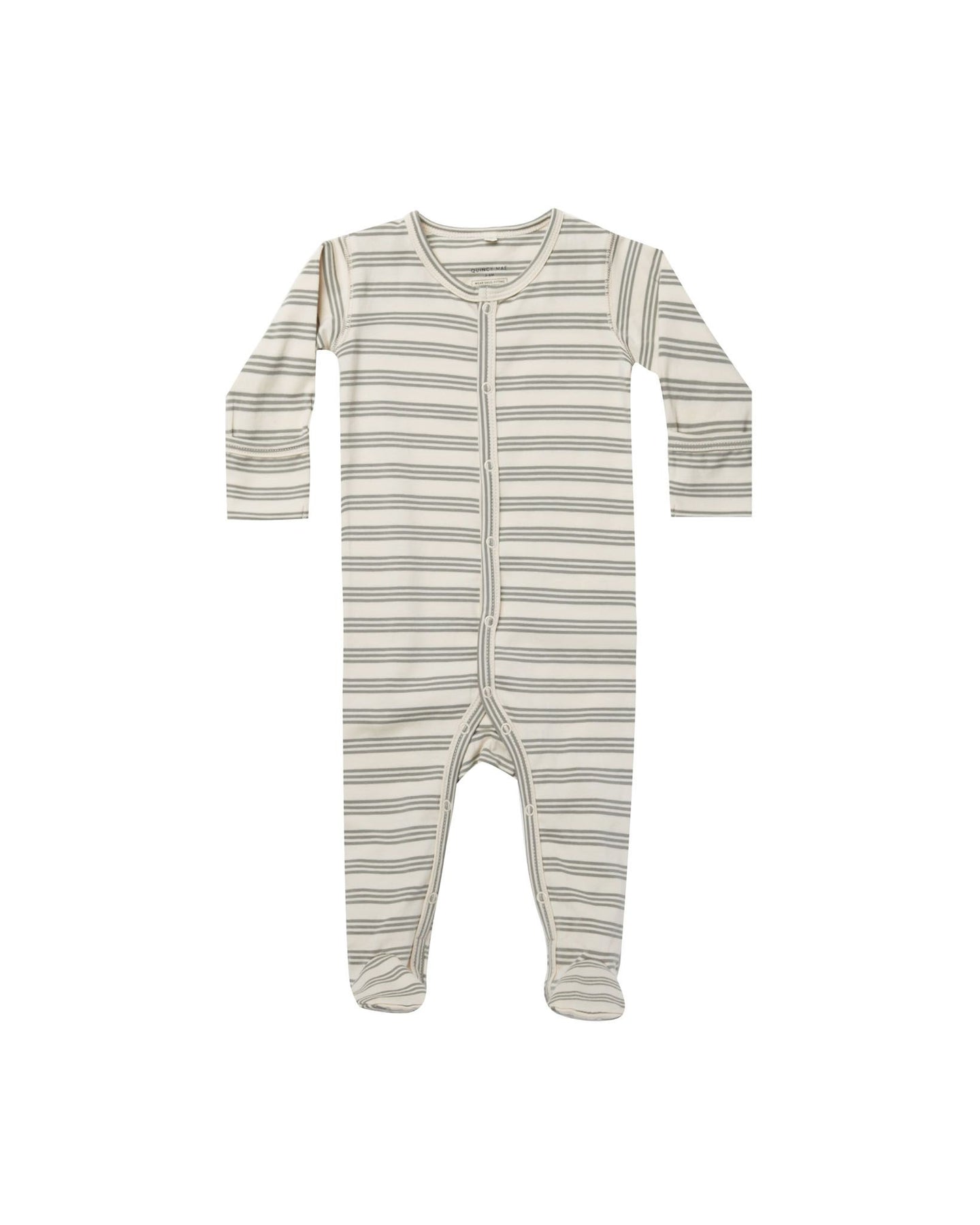 Quincy Mae - Full Snap Footie - Basil Stripe