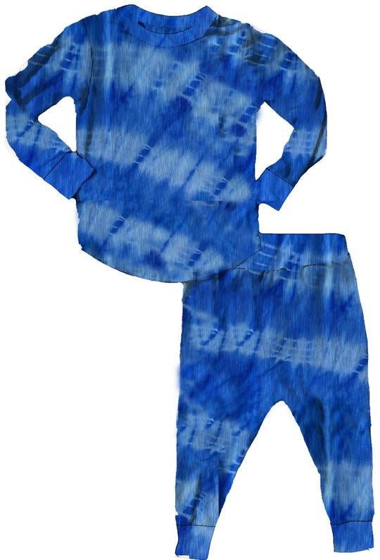 Rowdy Sprout - Ocean Blue Tie Dye Bamboo Base Layer Set