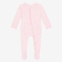 Load image into Gallery viewer, Bamboo Footie Ruffled Snap One Piece - Pink Heather