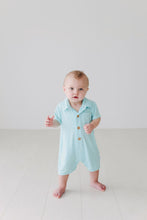 Load image into Gallery viewer, Posh Peanut - Robins Egg - Short Sleeve Collared Henley Romper