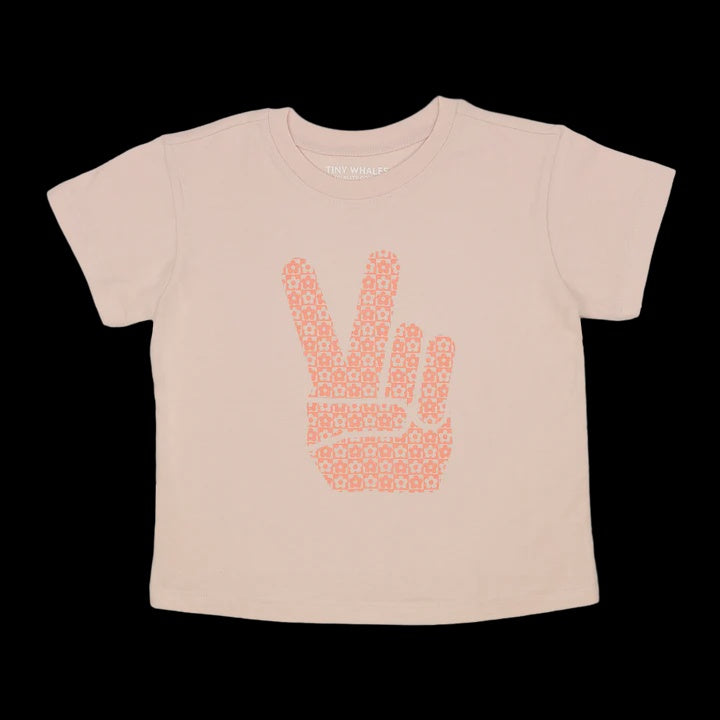 Tiny Whales - Peace Out Super Tee - Faded Pink