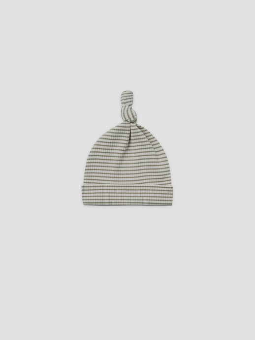 Quincy Mae - Organic Ribbed Knotted Baby Hat - Fern Stripe