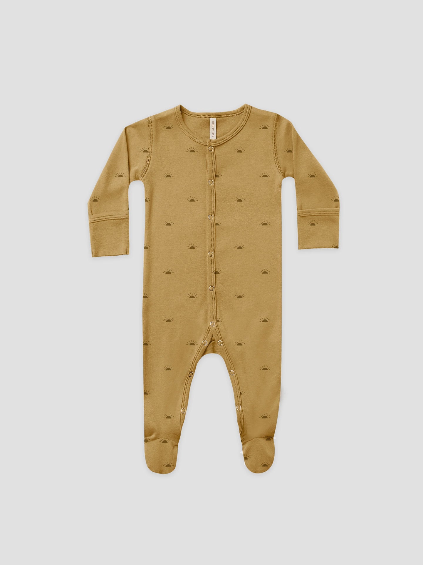 Quincy Mae - Organic Full Snap Footie - Suns - Ocre