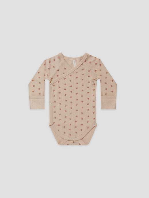Quincy Mae - Organic Pointelle Side-Snap Bodysuit - Blush Ditsy