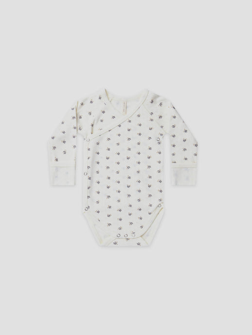 Quincy Mae - Organic Pointelle Side-Snap Bodysuit - Indigo Ditsy