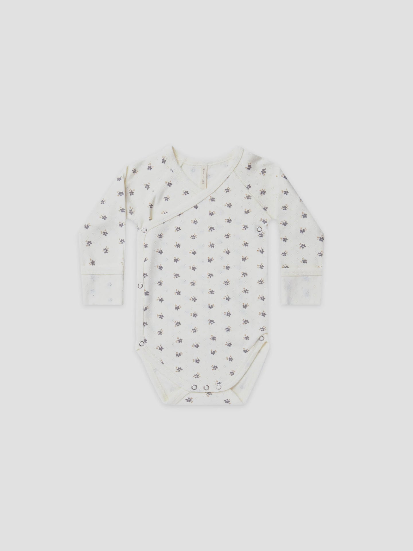 Quincy Mae - Organic Pointelle Side-Snap Bodysuit - Indigo Ditsy