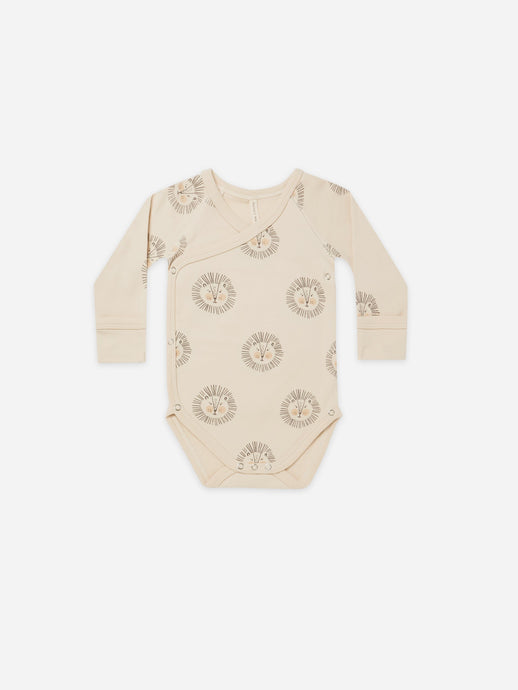 Quincy Mae - Organic Side-Snap Bodysuit - Lions - Natural