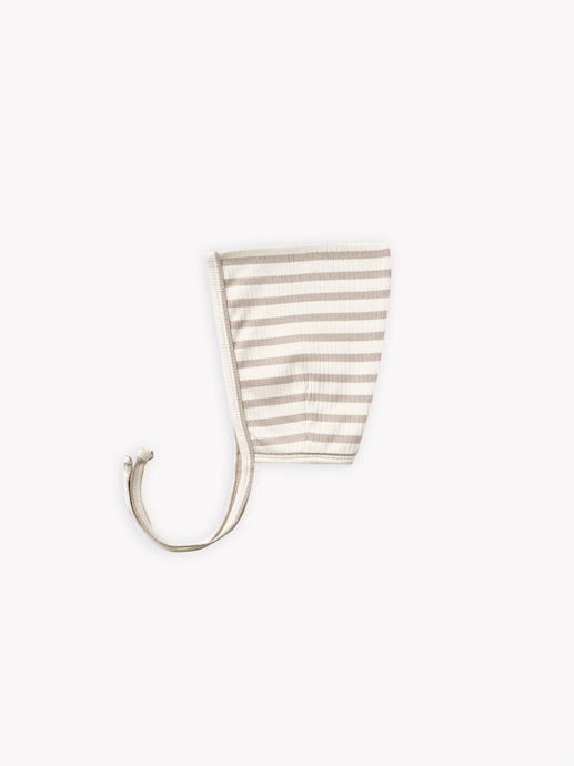 Quincy Mae - Organic Ash Stripe Ribbed Pixie Bonnet