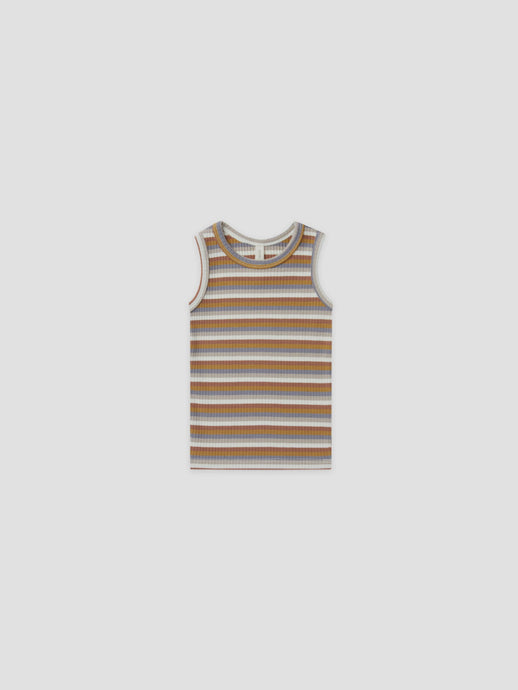 Quincy Mae - Organic Ribbed Tank Top - Multi-Stripe