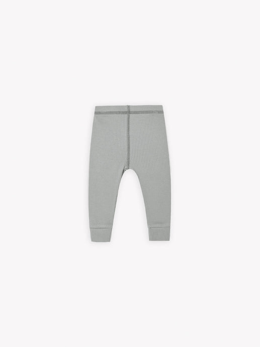 Quincy Mae - Organic Dusty Blue Ribbed Legging - Dusty-Blue