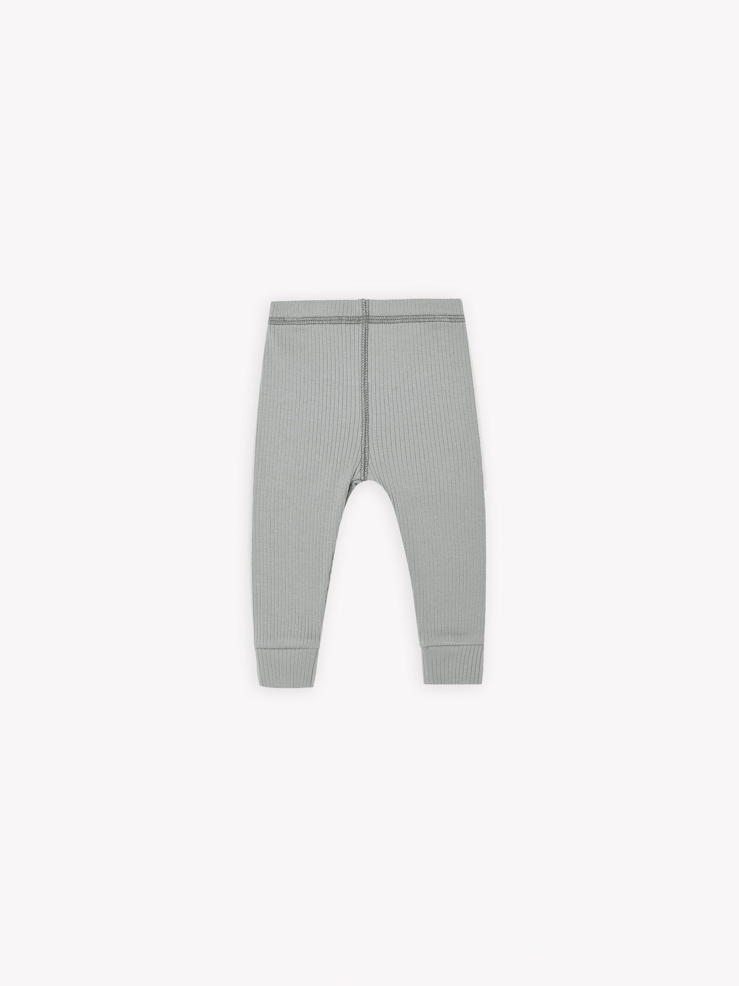 Quincy Mae - Organic Dusty Blue Ribbed Legging - Dusty-Blue