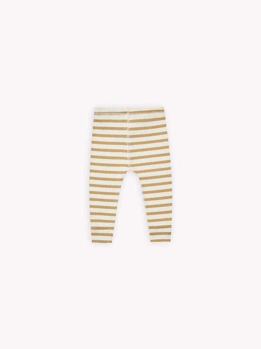 Quincy Mae - Organic Honey Stripe Ribbed Legging - Honey-Ivory