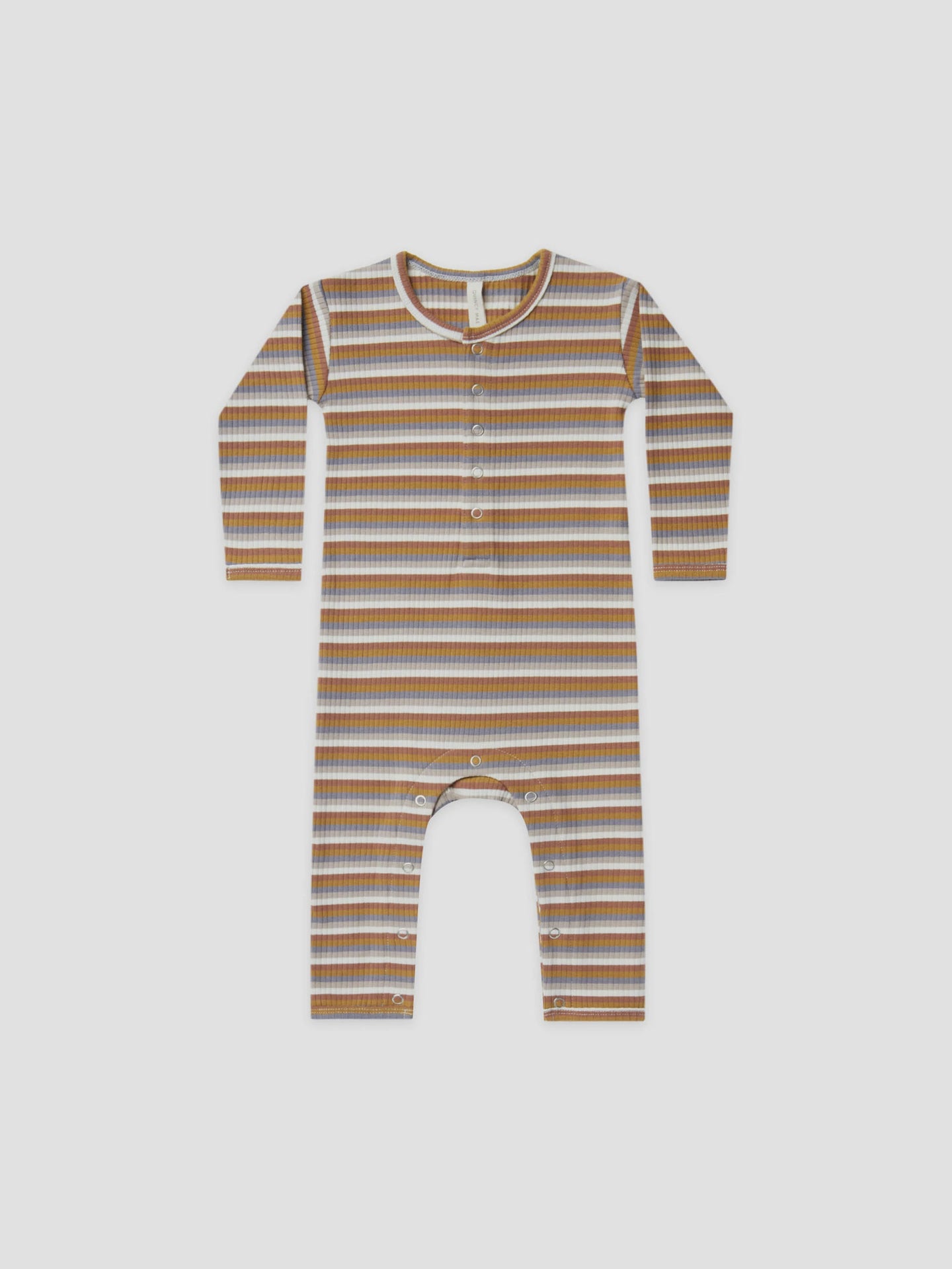 Quincy Mae - Organic Ribbed Baby Jumpsuit - Multi-Stripe