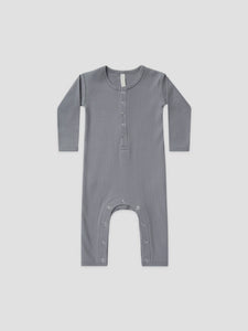 Quincy Mae - Organic Ribbed Baby Jumpsuit - Washed Indigo