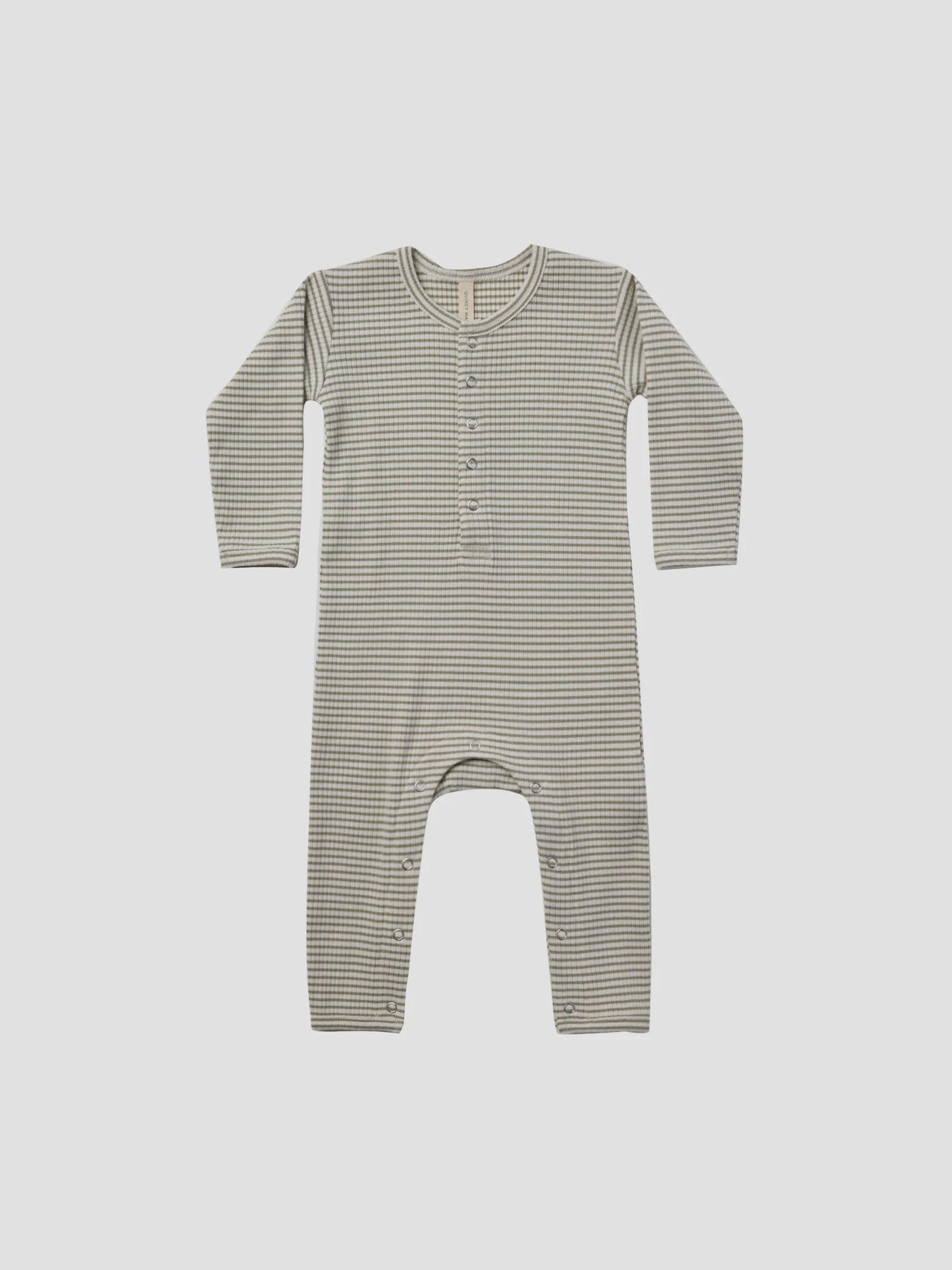 Organic Ribbed Baby Jumpsuit - Fern Stripe