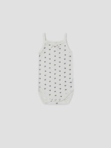 Quincy Mae - Organic Pointelle Tank Bodysuit - Indigo Ditsy
