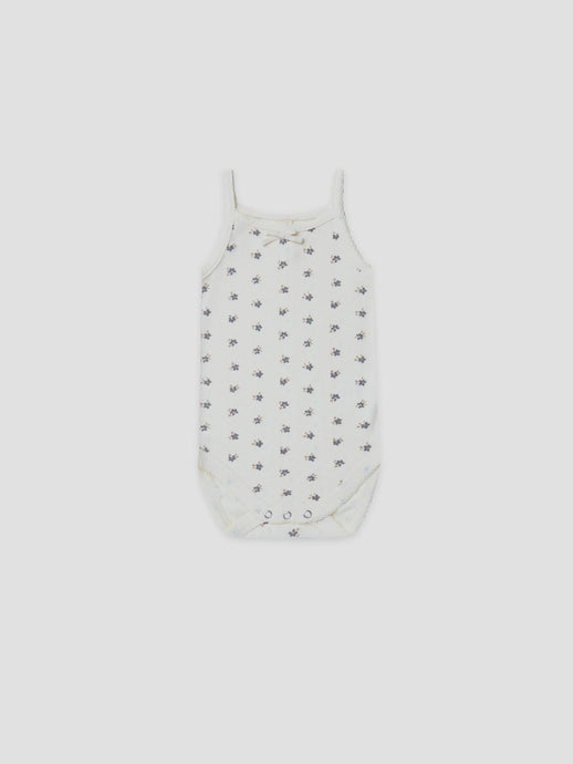 Quincy Mae - Organic Pointelle Tank Bodysuit - Indigo Ditsy