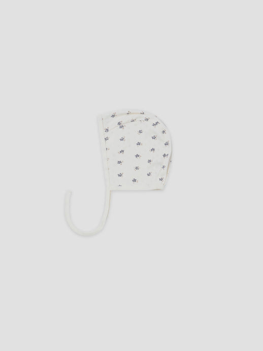 Quincy Mae - Organic Pointelle Baby Bonnet - Indigo Ditsy