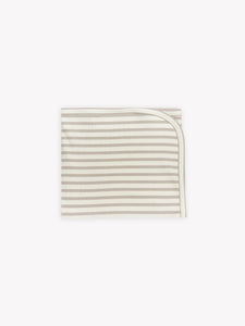 Quincy Mae - Organic Ash Stripe Ribbed Baby Blanket - Ash-Ivory