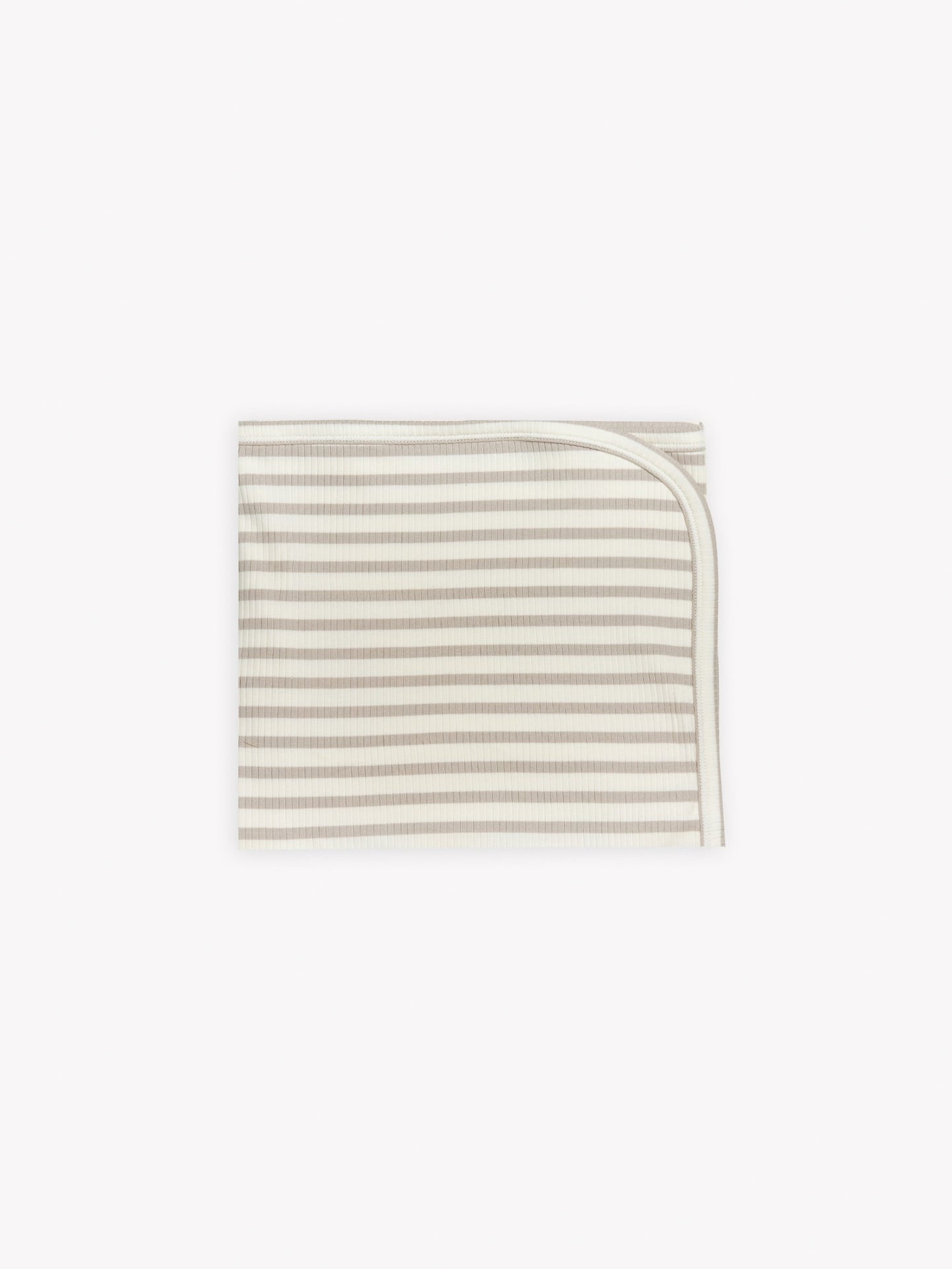 Quincy Mae - Organic Ash Stripe Ribbed Baby Blanket - Ash-Ivory