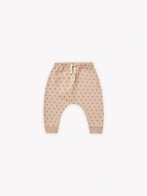 Quincy Mae - Organic Hearts Fleece Sweatpants - Petal
