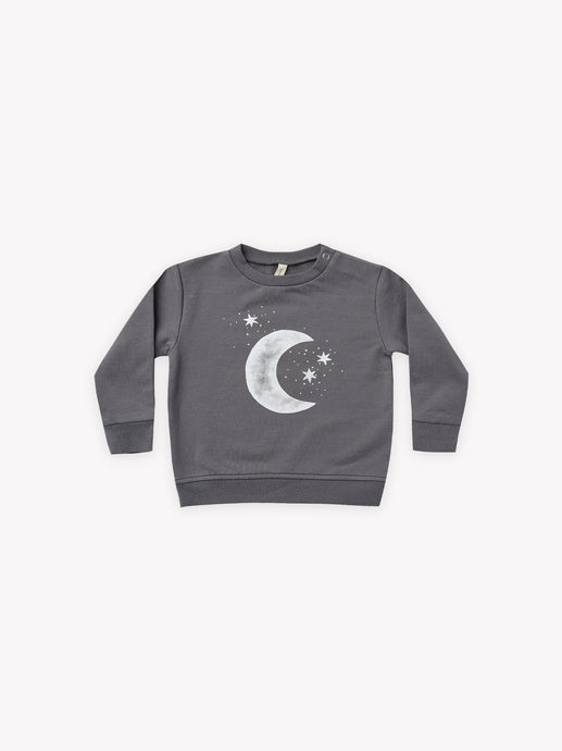Quincy Mae - Organic Moon + Stars Fleece Sweatshirt - Dark-Sea