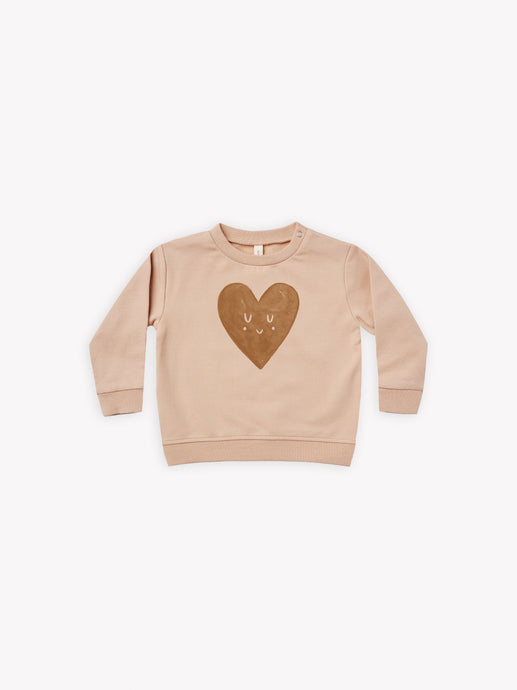 Quincy Mae - Organic Heart Fleece Sweatshirt - Petal