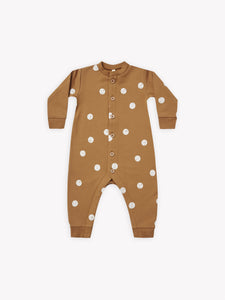 Quincy Mae - Organic Polka-Dot Fleece Jumpsuit - Walnut