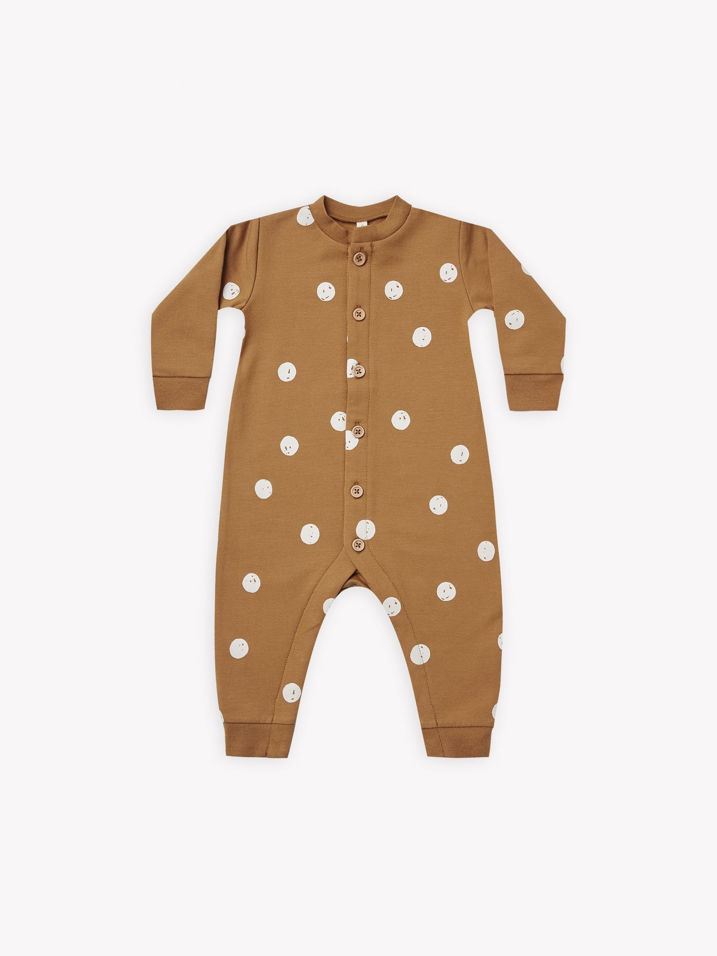 Quincy Mae - Organic Polka-Dot Fleece Jumpsuit - Walnut