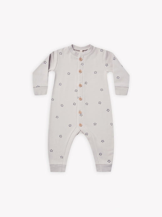 Quincy Mae - Organic Stars Fleece Jumpsuit - Ash