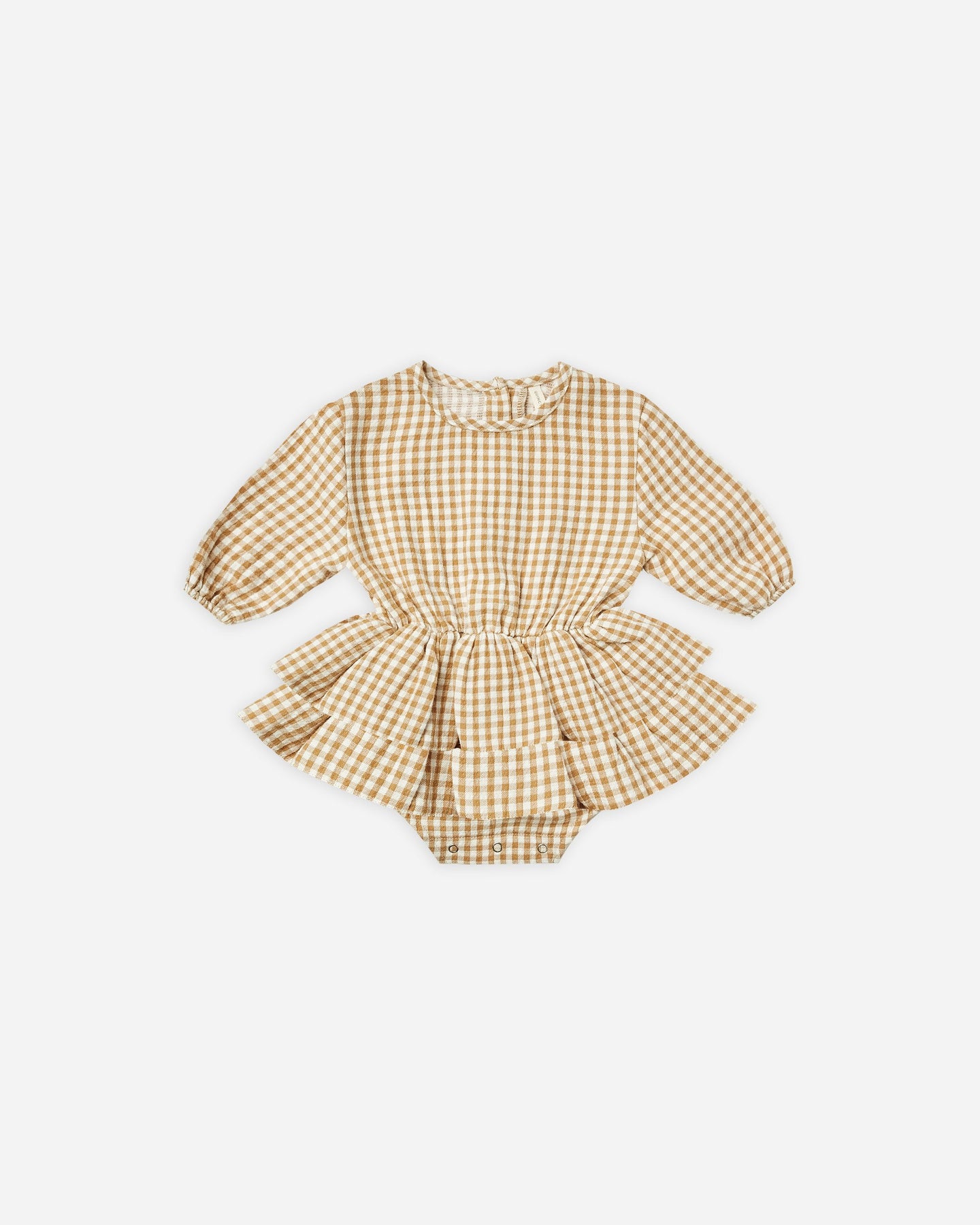 Organic Honey Gingham Rosie Romper - Honey-Ivory