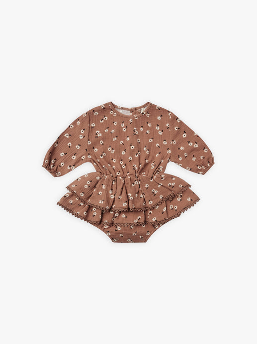 Quincy Mae - Organic Clay Ditsy Rosie Romper - Clay