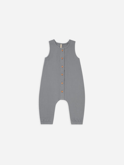 Quincy Mae - Organic Woven Button Jumpsuit - Washed Indigo