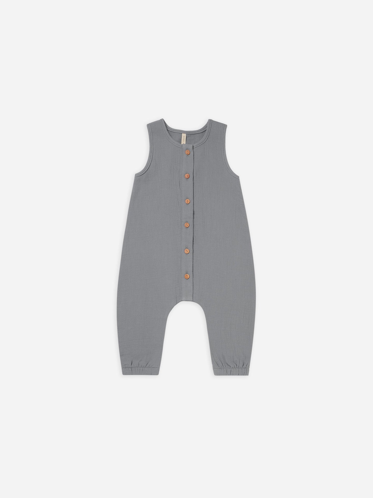Quincy Mae - Organic Woven Button Jumpsuit - Washed Indigo