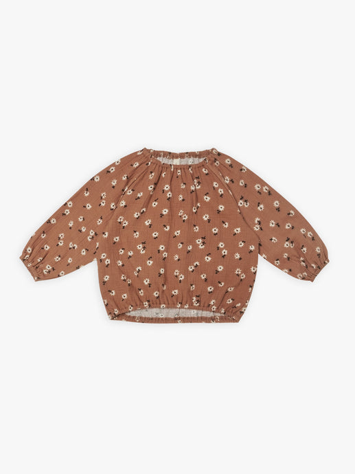 Quincy Mae - Organic Clay Ditsy Cinch Longsleeve Tee - Clay