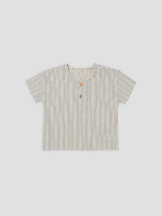 Quincy Mae - Organic Henry Top - Sky Stripe