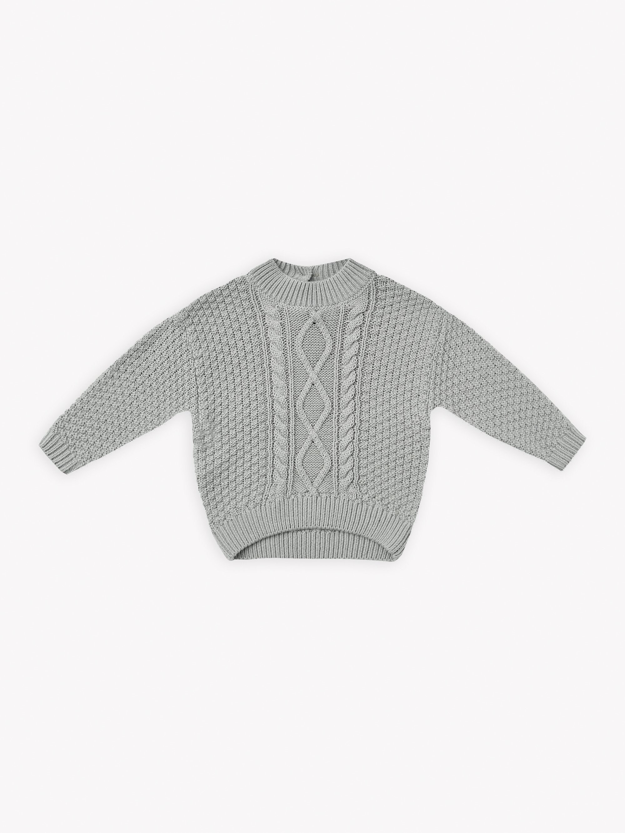 V-Neck Pointelle Knit Sweater in Dusty Blue - Retro, Indie and