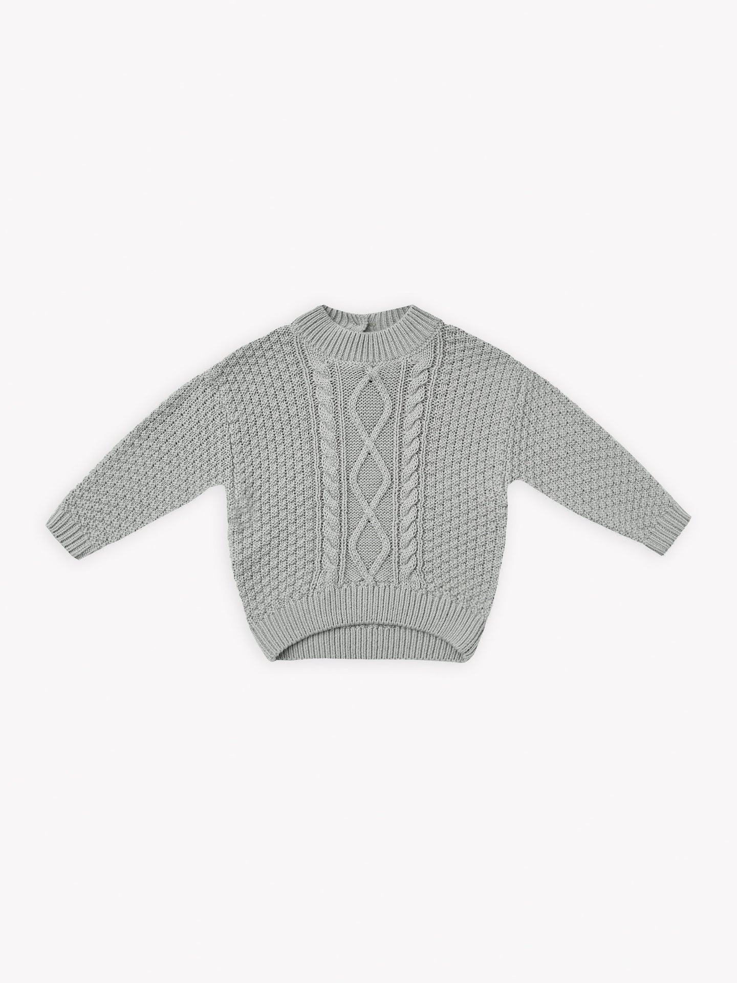 Quincy Mae - Dusty Blue Cable Knit Sweater - Dusty-Blue
