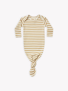 Quincy Mae - Organic Honey Stripe Ribbed Knotted Baby Gown