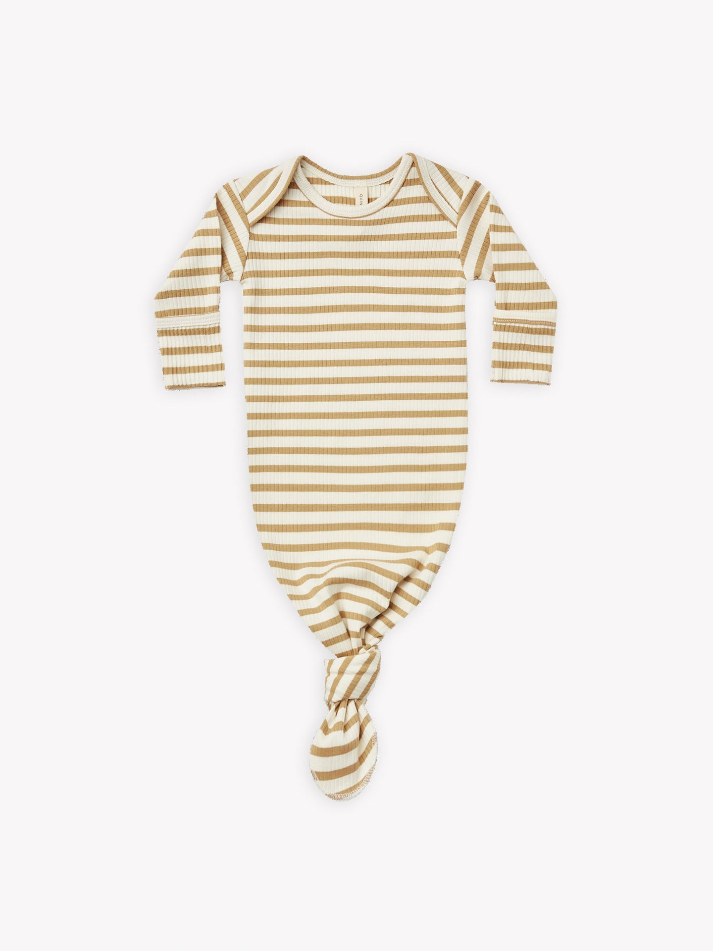 Quincy Mae - Organic Honey Stripe Ribbed Knotted Baby Gown