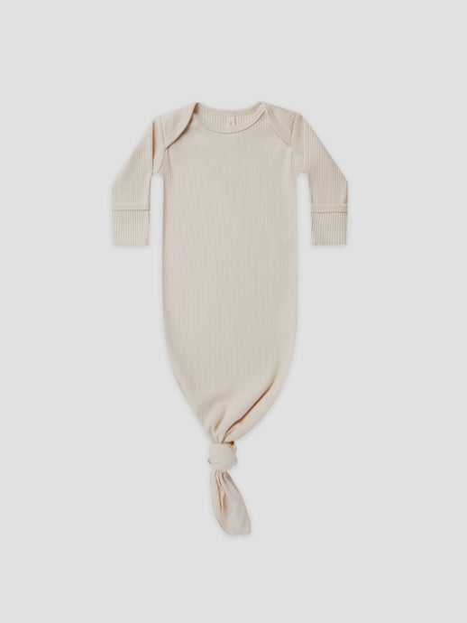 Quincy Mae - Organic Knotted Baby Gown - Natural