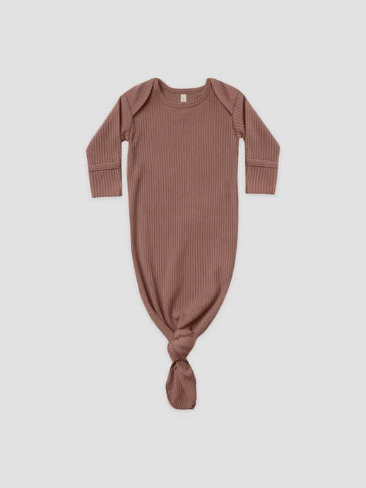 Quincy Mae - Organic Knotted Baby Gown - Pecan