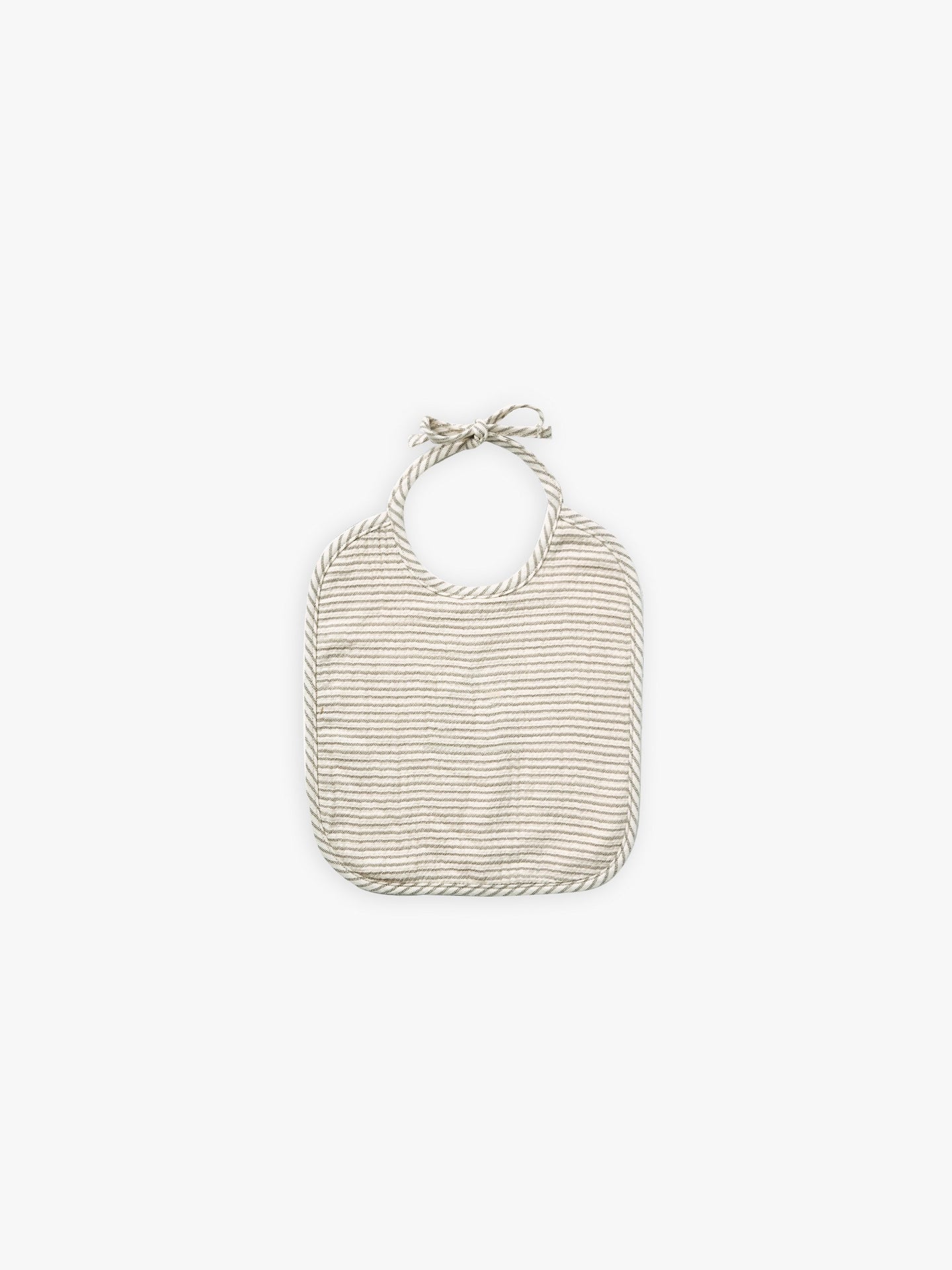 Quincy Mae - Organic Basil Stripe Woven Tie Bib - Basil-Natural