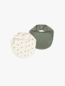 Quincy Mae - Organic Cactus + Basil Jersey Snap Bib Set - Ivory-Basil