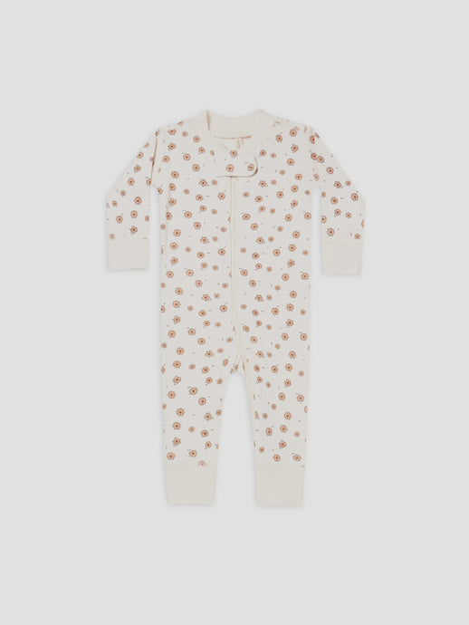 Quincy Mae - Organic Zip Longsleeve Sleeper - Daisy Confetti